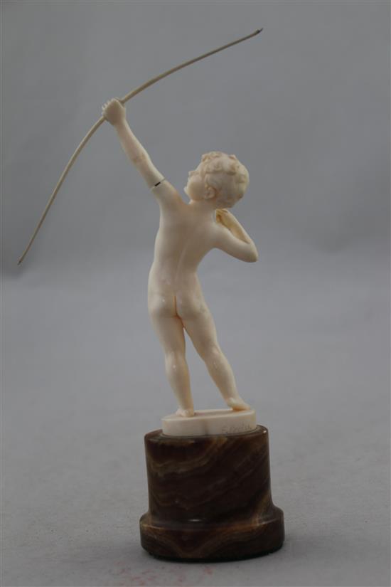 Ferdinand Preiss (German, 1882-1943). An Art Deco carved ivory figure of a young boy archer, 8in.